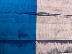 Teal Blue & Silver Pure Tissue Fabric