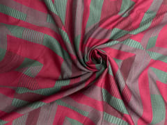 Grey Pink Geometric Pure Chanderi Print Fabric