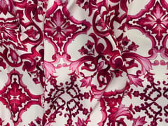 White Maroon Abstract Japanese Crepe Print Fabric