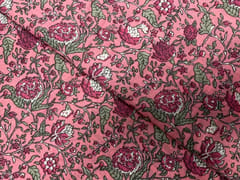 Pink Floral Chanderi Fabric
