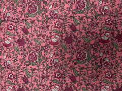 Pink Floral Chanderi Fabric