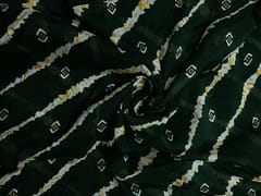Bottle Green & White Stripes Chinon Chiffon Fabric