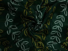 Bottle Green Floral Chinon Chiffon Fabric