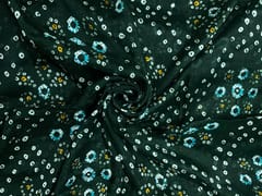 Bottle Green Floral Chinon Chiffon Fabric