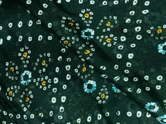 Bottle Green Floral Chinon Chiffon Fabric