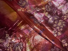 Orange Multicolor Floral Lame Fabric