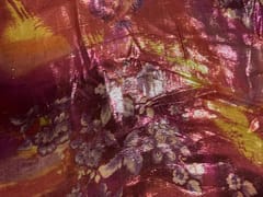 Orange Multicolor Floral Lame Fabric