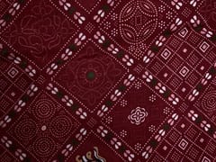 Dark Maroon Geometric Habutai Silk Fabric