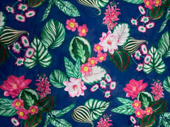 Navy Blue & Green Floral Pure Chanderi Fabric