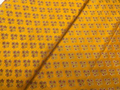 Bright Mustard Colour Floral Semi Soft Brocade Fabric