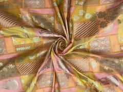 Mustard Colour Geometric Semi Soft Brocade Fabric