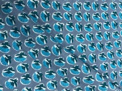 Grey Blue Floral Cotton Fabric