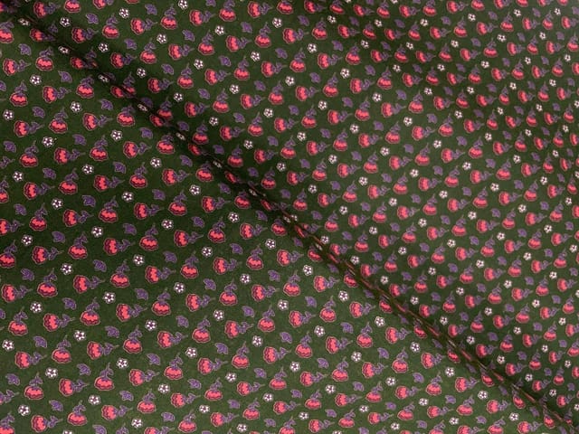 Bottle Green Floral Cotton Lizzybizzy Fabric