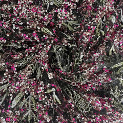 Multi Colour Net Embroidered Fabric