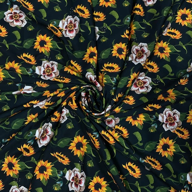 Multi Colour Crepe Printed Fabric