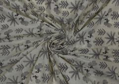 Printed Cotton Cambric Cream Black Floral