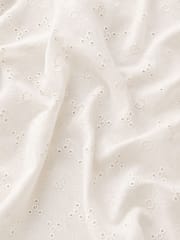 Off white floral eyelet Schiffli Embroidered Fabric