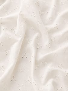 Off white floral eyelet Schiffli Embroidered Fabric