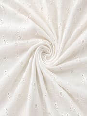 Off white floral eyelet Schiffli Embroidered Fabric