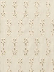 Off white five hole pentagon Pattern Schiffli Embroidered Fabric
