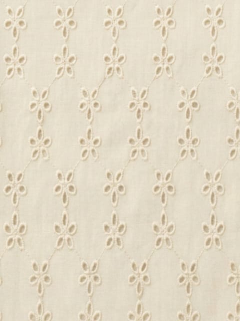 Off white five hole pentagon Pattern Schiffli Embroidered Fabric