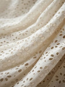 Natural Colour Dyeable Floral Pattern Schiffli Embroidered Fabric