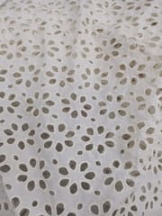 Natural Colour Dyeable Floral Pattern Schiffli Embroidered Fabric