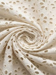 Natural Colour Dyeable Floral Pattern Schiffli Embroidered Fabric