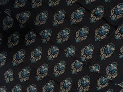 Black Floral Cotton Cambric Fabric