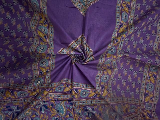 Lilac Floral Cotton Dupatta Fabric