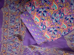 Lilac Floral Cotton Dupatta Fabric