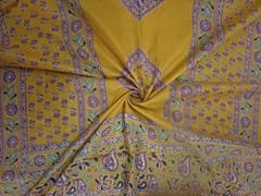 Yellow Floral Cotton Dupatta Fabric
