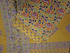 Yellow Floral Cotton Dupatta Fabric