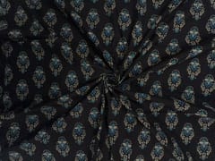 Black Floral Cotton Cambric Fabric