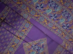 Lilac Floral Cotton Dupatta Fabric