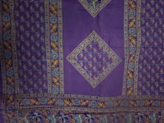 Lilac Floral Cotton Dupatta Fabric