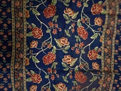 Navy Blue Floral Cotton Dupatta Fabric