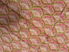 Peach Floral Cotton Cambric Fabric