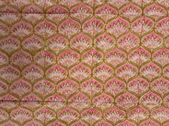 Peach Floral Cotton Cambric Fabric