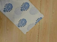 White & Blue Floral Cotton Cambric Fabric
