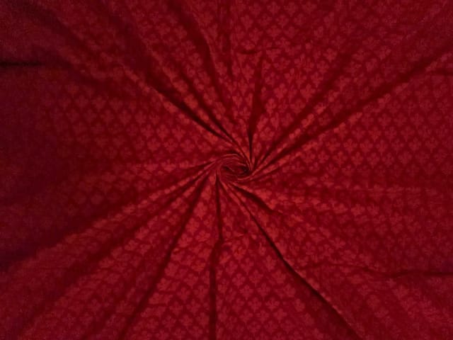 Red Floral Cotton Cambric Fabric