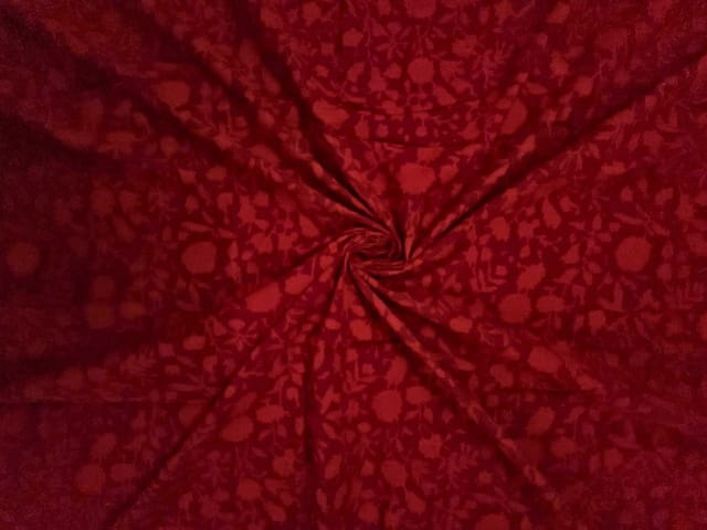 Red Floral Cotton Cambric Fabric