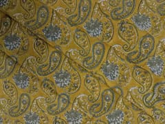 Yellow Floral Cotton Cambric Rapid Fabric