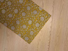 Mustard Floral Cotton Cambric Fabric