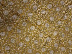 Mustard Floral Cotton Cambric Fabric