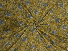 Yellow Floral Cotton Cambric Rapid Fabric