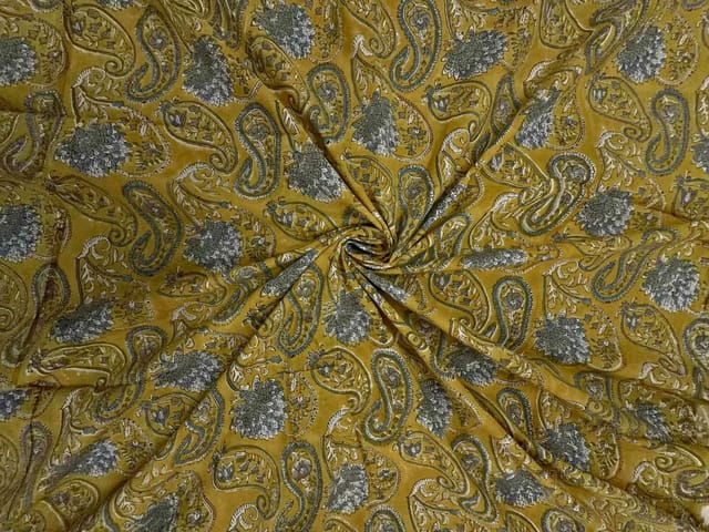 Yellow Floral Cotton Cambric Rapid Fabric