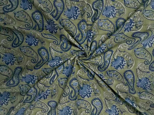 Sea Green Floral Cotton Cambric Rapid Fabric