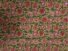 Beige Floral Cotton Cambric Rapid Fabric