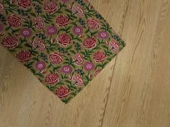 Beige Floral Cotton Cambric Rapid Fabric